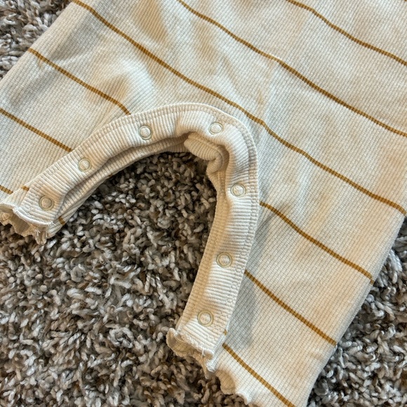 Striped Cream Kids One Piece with Hat - Picture 2 of 3